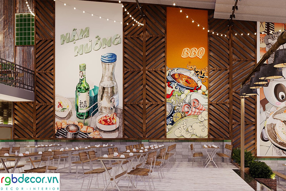 trang trí nhà hàng lẩu nướng
