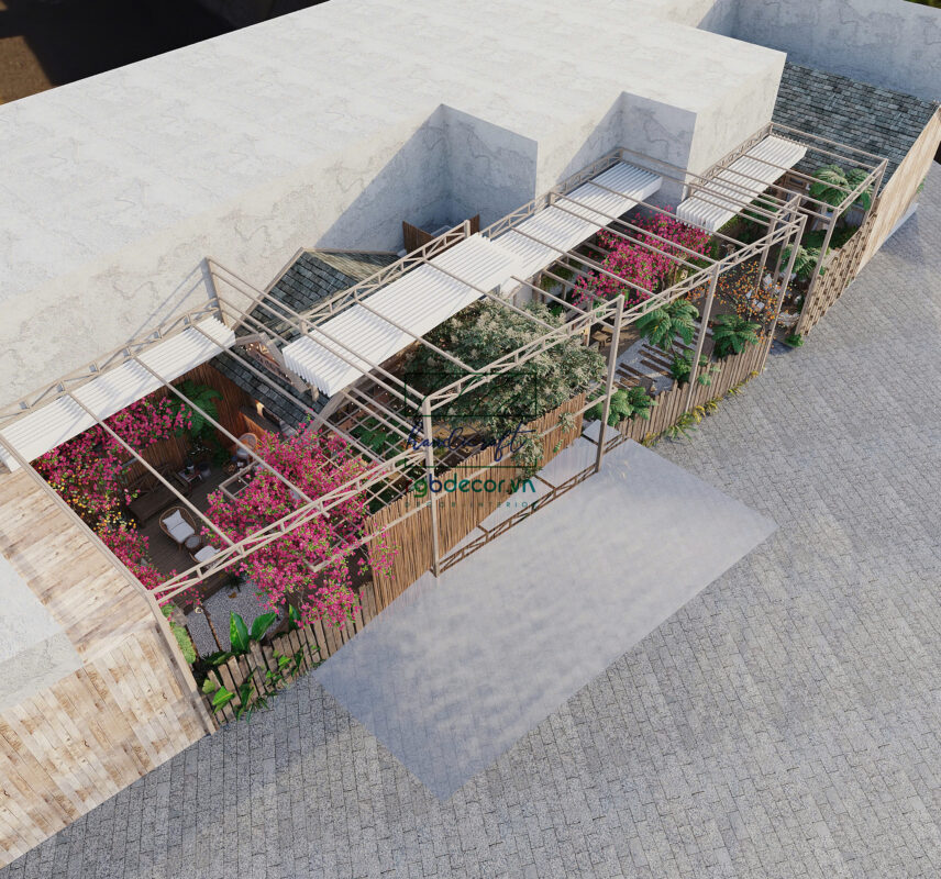 thiết kế quán cà phê phong cách gỗ mộc