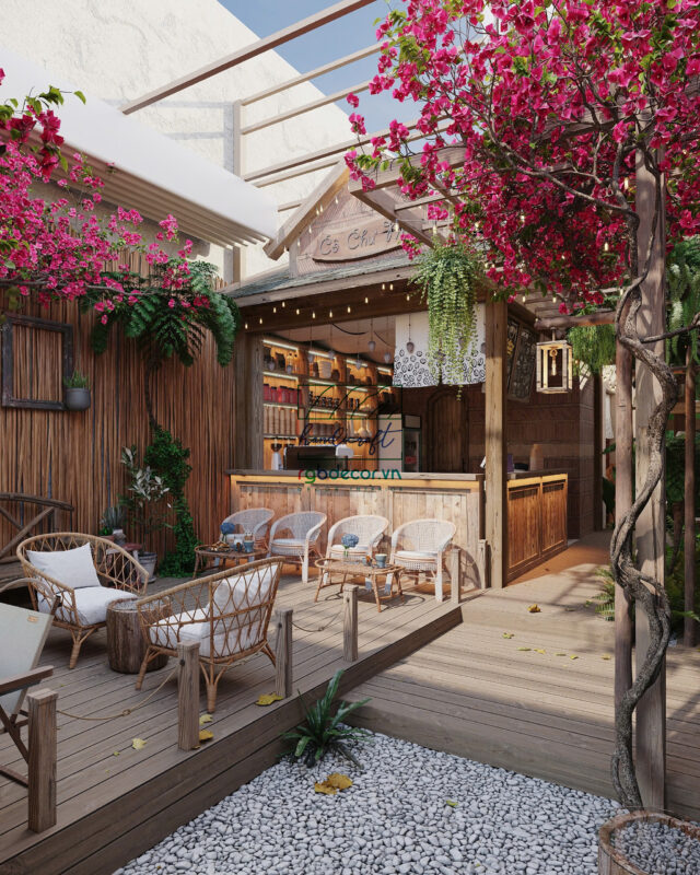 thiết kế quán cafe view đẹp tự nhiên