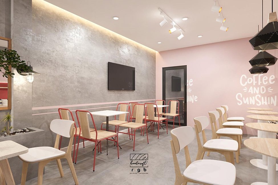 thi công quán cafe bình thạnh - khu ghế ngồi gỗ sáng 2B House